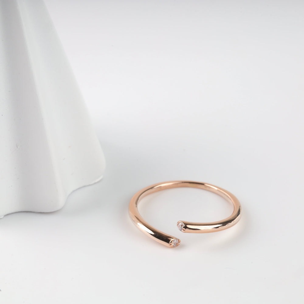 Dual Light Open Ring | 14K Rose Gold (585) - Ukrainian Jewelry