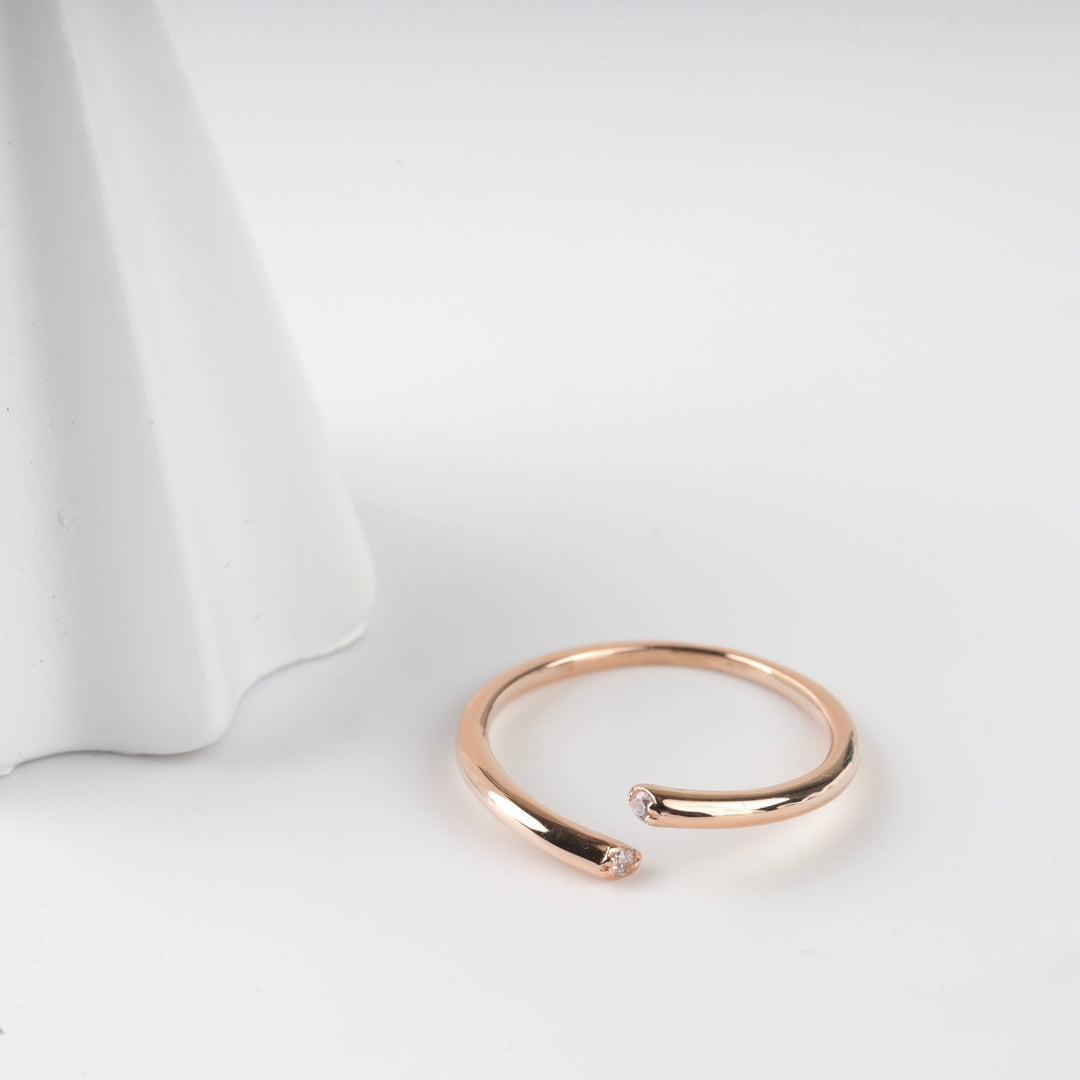 Dual Light Open Ring | 14K Rose Gold (585) - Ukrainian Jewelry