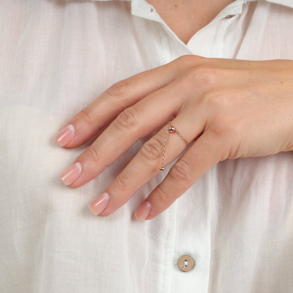 Chain Ring with the Balls | 14K Rose Gold - Ukrainian Jewelry