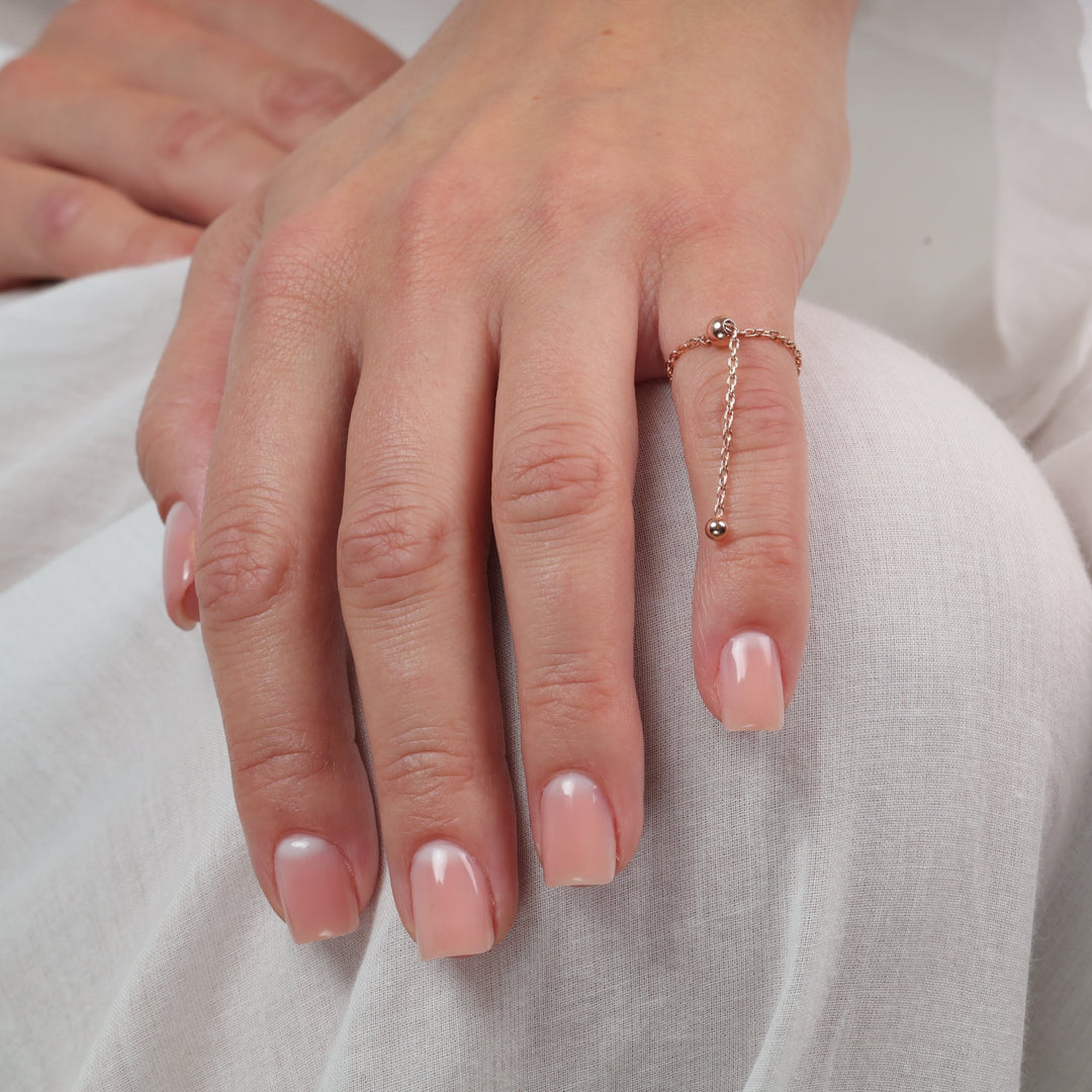 Chain Ring with the Balls | 14K Rose Gold - Ukrainian Jewelry