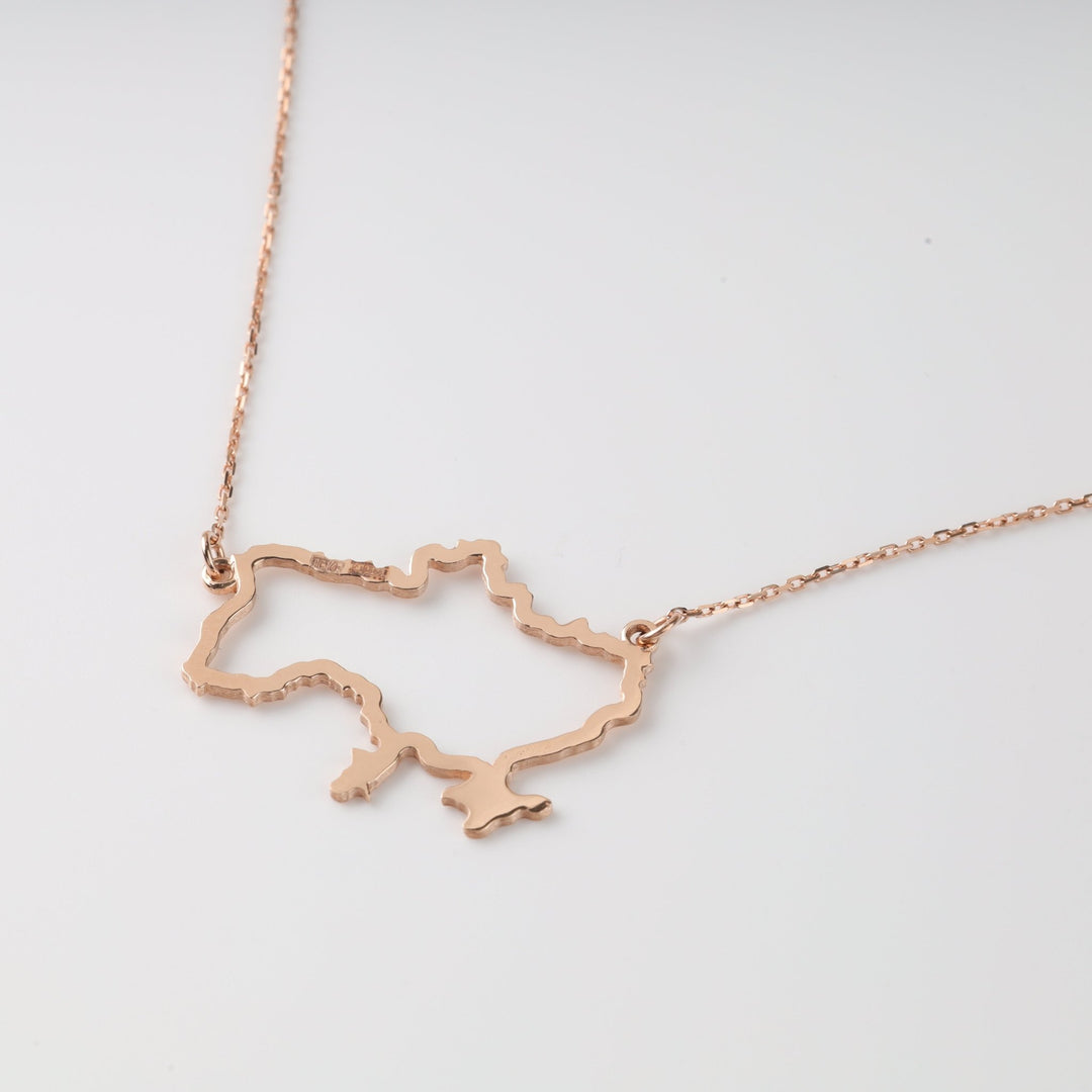 Map of Ukraine Plain Necklace | 14K Rose Gold (585) - Ukrainian Jewelry