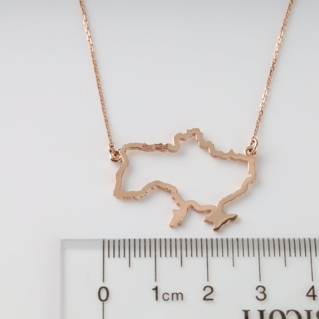 Map of Ukraine Plain Necklace | 14K Rose Gold (585) - Ukrainian Jewelry