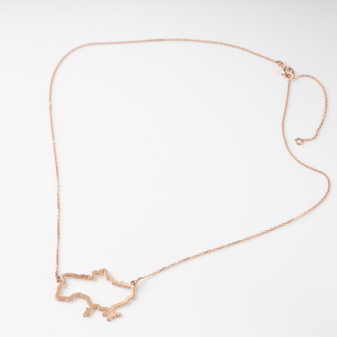 Map of Ukraine Plain Necklace | 14K Rose Gold (585) - Ukrainian Jewelry