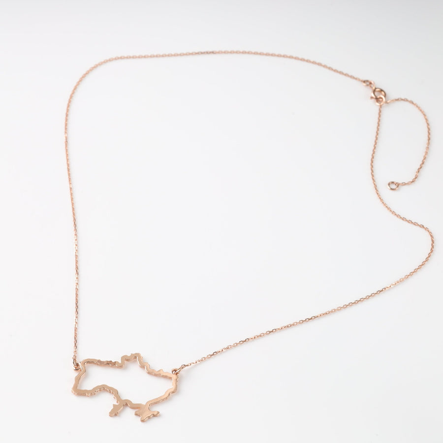 Map of Ukraine Plain Necklace | 14K Rose Gold (585) - Ukrainian Jewelry