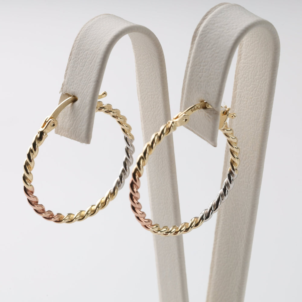 Trinity Touch Hoop Earrings | 14 K Gold- Rose Gold -White Gold - Ukrainian Jewelry