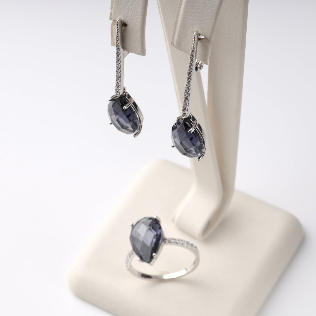 Nano Grey Earrings | 14K white gold (585) - Ukrainian Jewelry