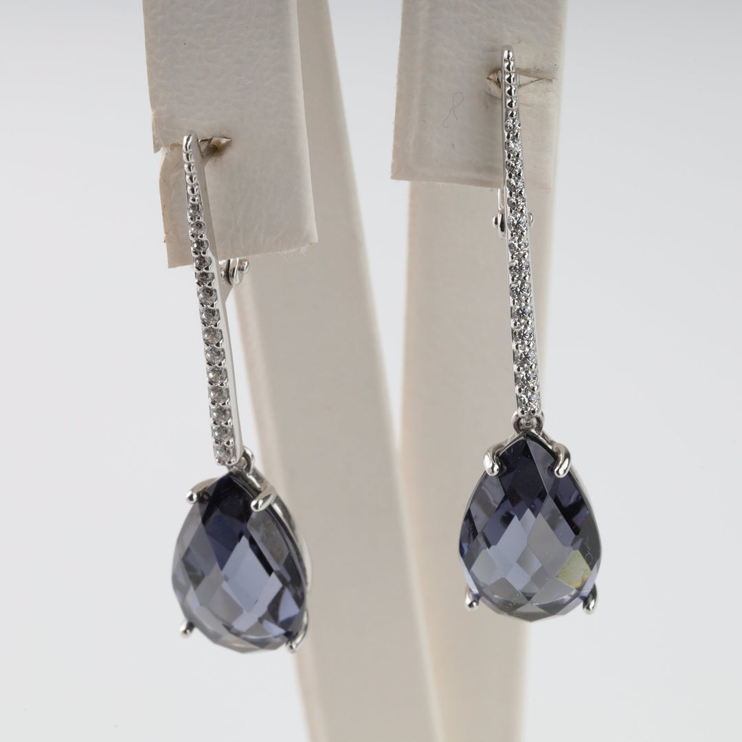 Nano Grey Earrings | 14K white gold (585) - Ukrainian Jewelry