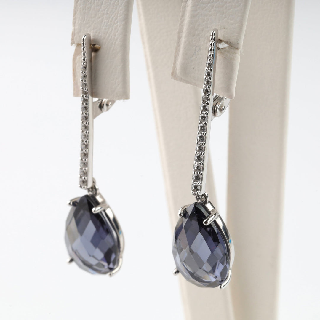 Nano Grey Earrings | 14K white gold (585) - Ukrainian Jewelry