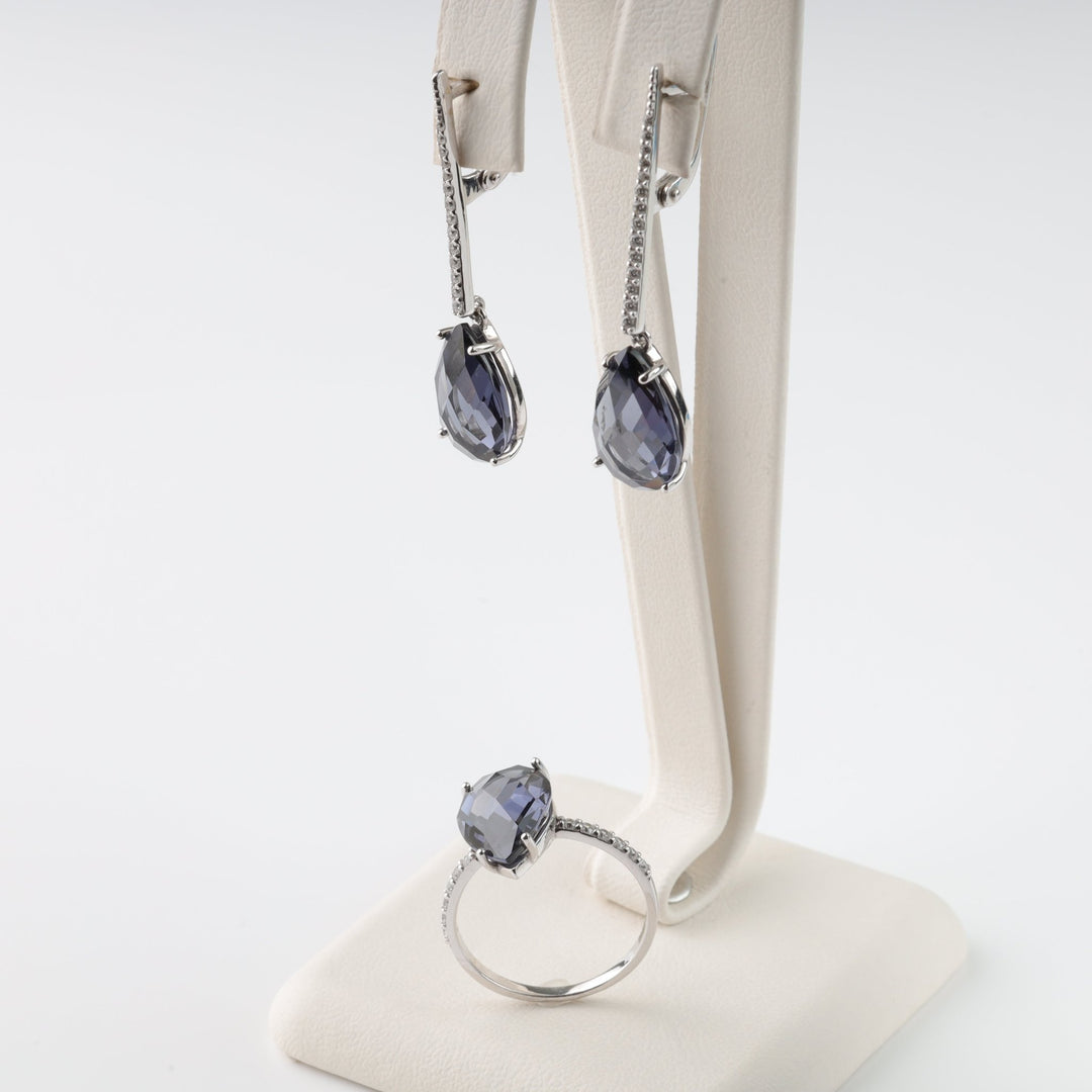 Nano Grey Earrings | 14K white gold (585) - Ukrainian Jewelry