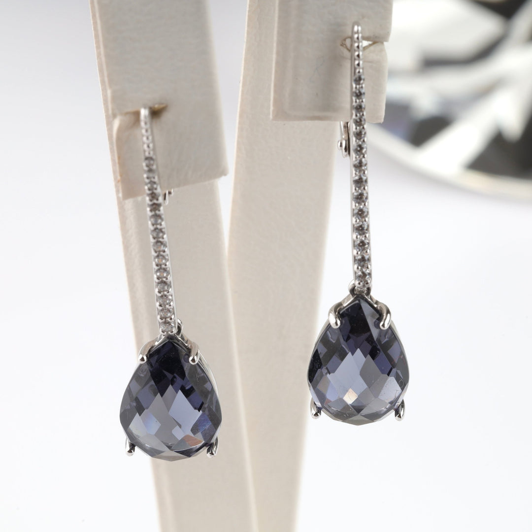 Nano Grey Earrings | 14K white gold (585) - Ukrainian Jewelry