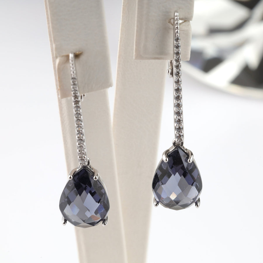 Nano Grey Earrings | 14K white gold (585) - Ukrainian Jewelry