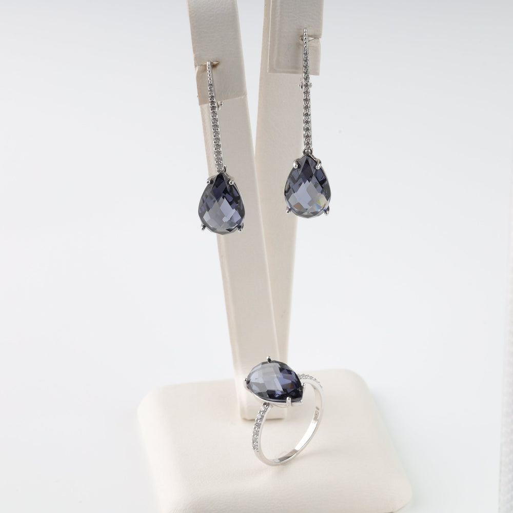 Nano Grey Earrings | 14K white gold (585) - Ukrainian Jewelry