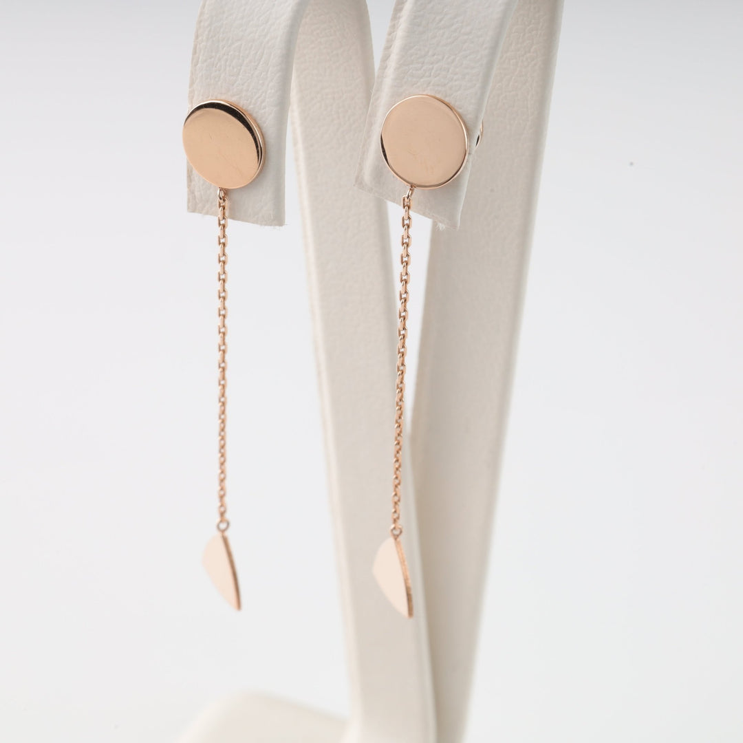 Delicate Chain Coin Screwback Earrings | 14K Rose Gold (585) - Ukrainian Jewelry