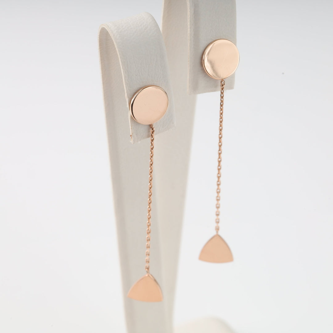 Delicate Chain Coin Screwback Earrings | 14K Rose Gold (585) - Ukrainian Jewelry