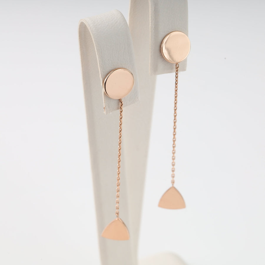 Delicate Chain Coin Screwback Earrings | 14K Rose Gold (585) - Ukrainian Jewelry
