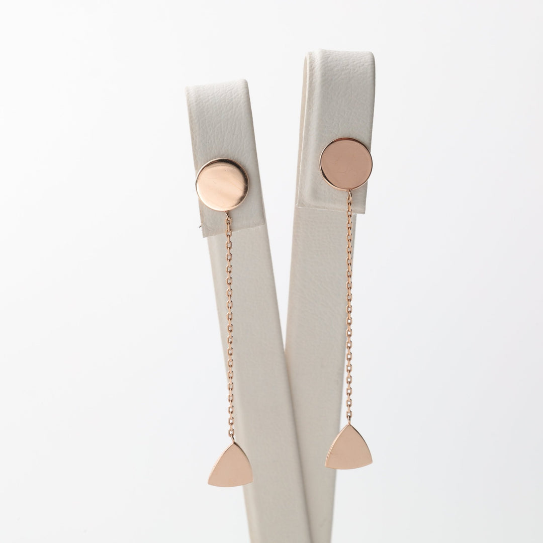 Delicate Chain Coin Screwback Earrings | 14K Rose Gold (585) - Ukrainian Jewelry