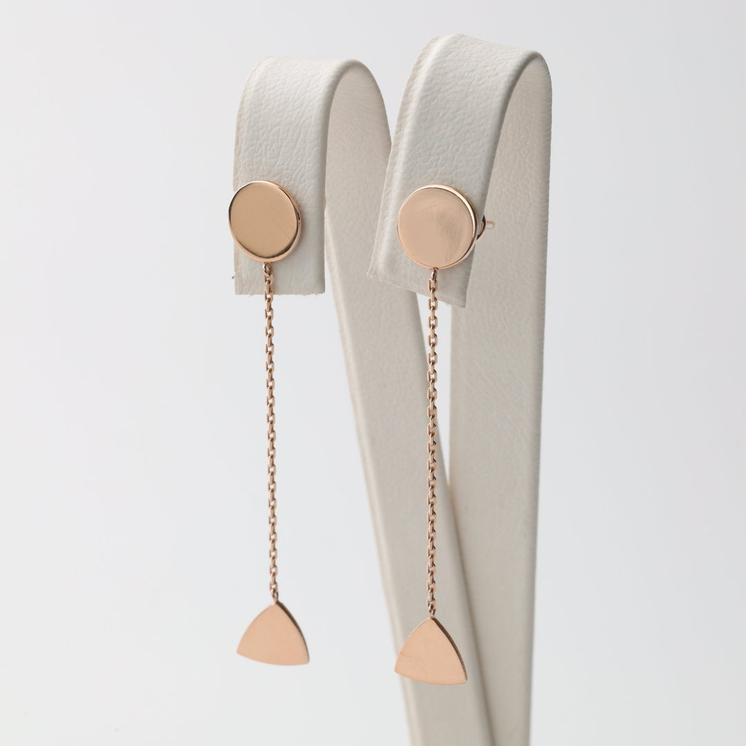 Delicate Chain Coin Screwback Earrings | 14K Rose Gold (585) - Ukrainian Jewelry