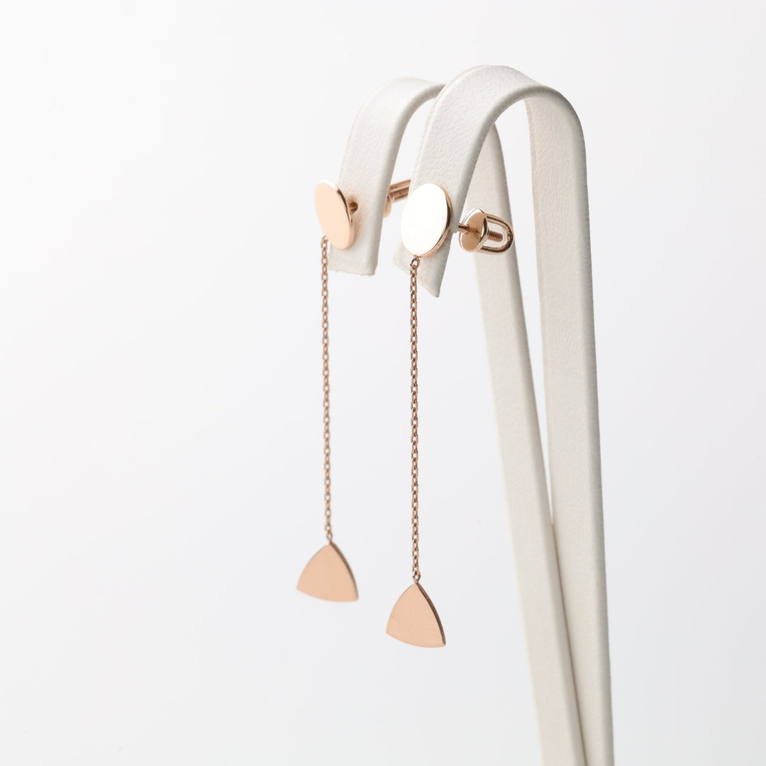 Delicate Chain Coin Screwback Earrings | 14K Rose Gold (585) - Ukrainian Jewelry