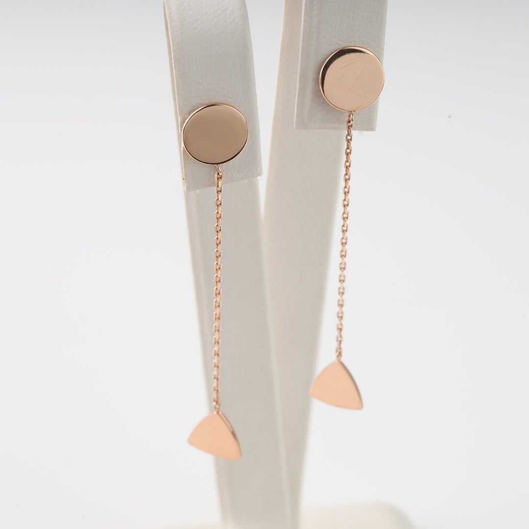 Delicate Chain Coin Screwback Earrings | 14K Rose Gold (585) - Ukrainian Jewelry