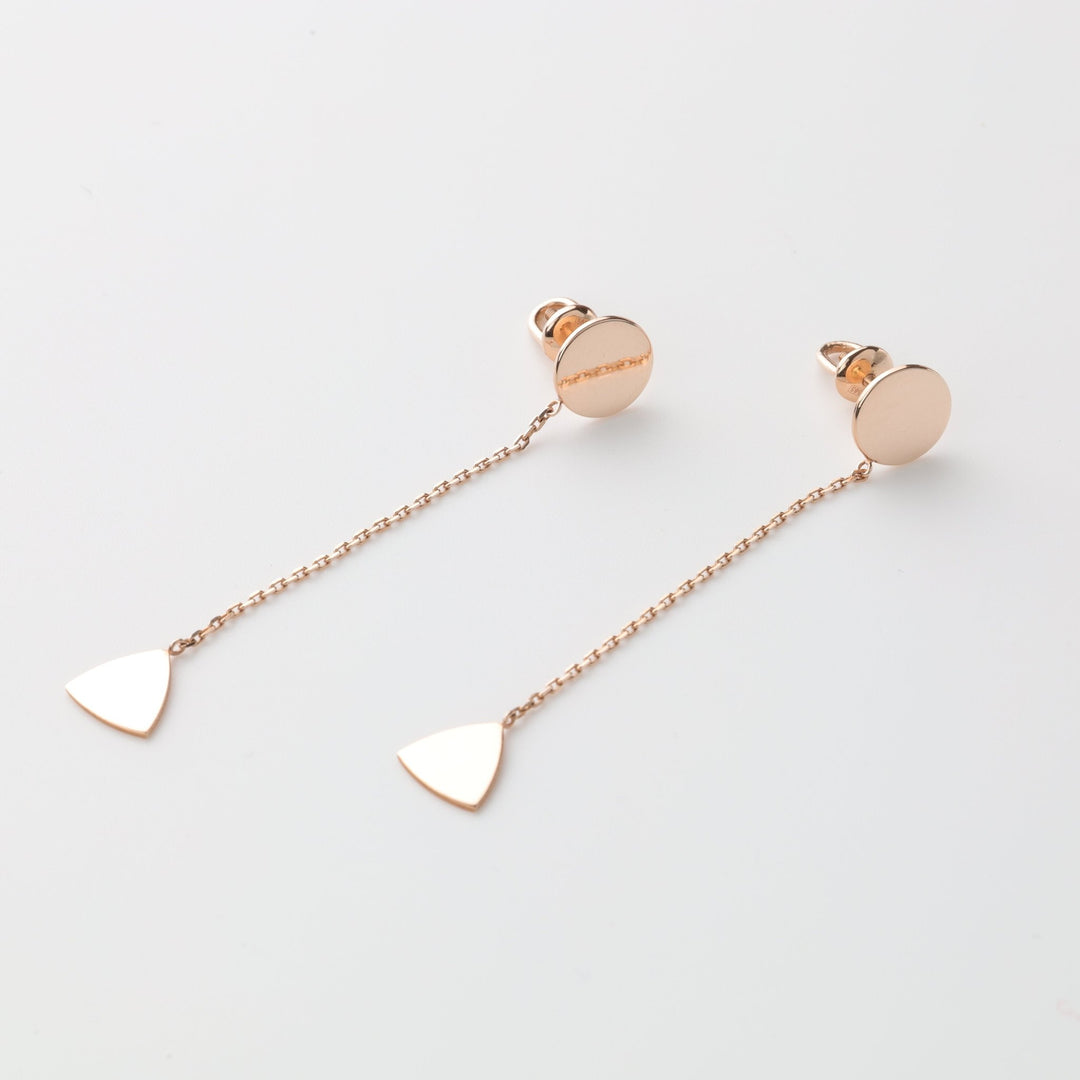 Delicate Chain Coin Screwback Earrings | 14K Rose Gold (585) - Ukrainian Jewelry