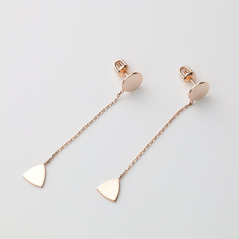 Delicate Chain Coin Screwback Earrings | 14K Rose Gold (585) - Ukrainian Jewelry