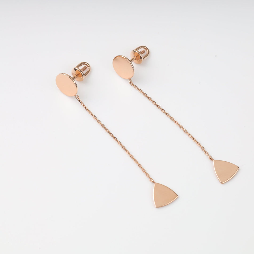 Delicate Chain Coin Screwback Earrings | 14K Rose Gold (585) - Ukrainian Jewelry