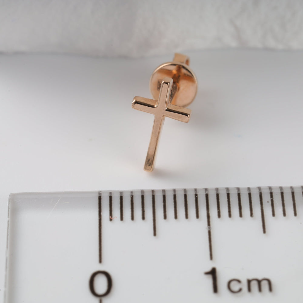 Cross Screw-back earrings | 14K Rose gold (585) - Ukrainian Jewelry