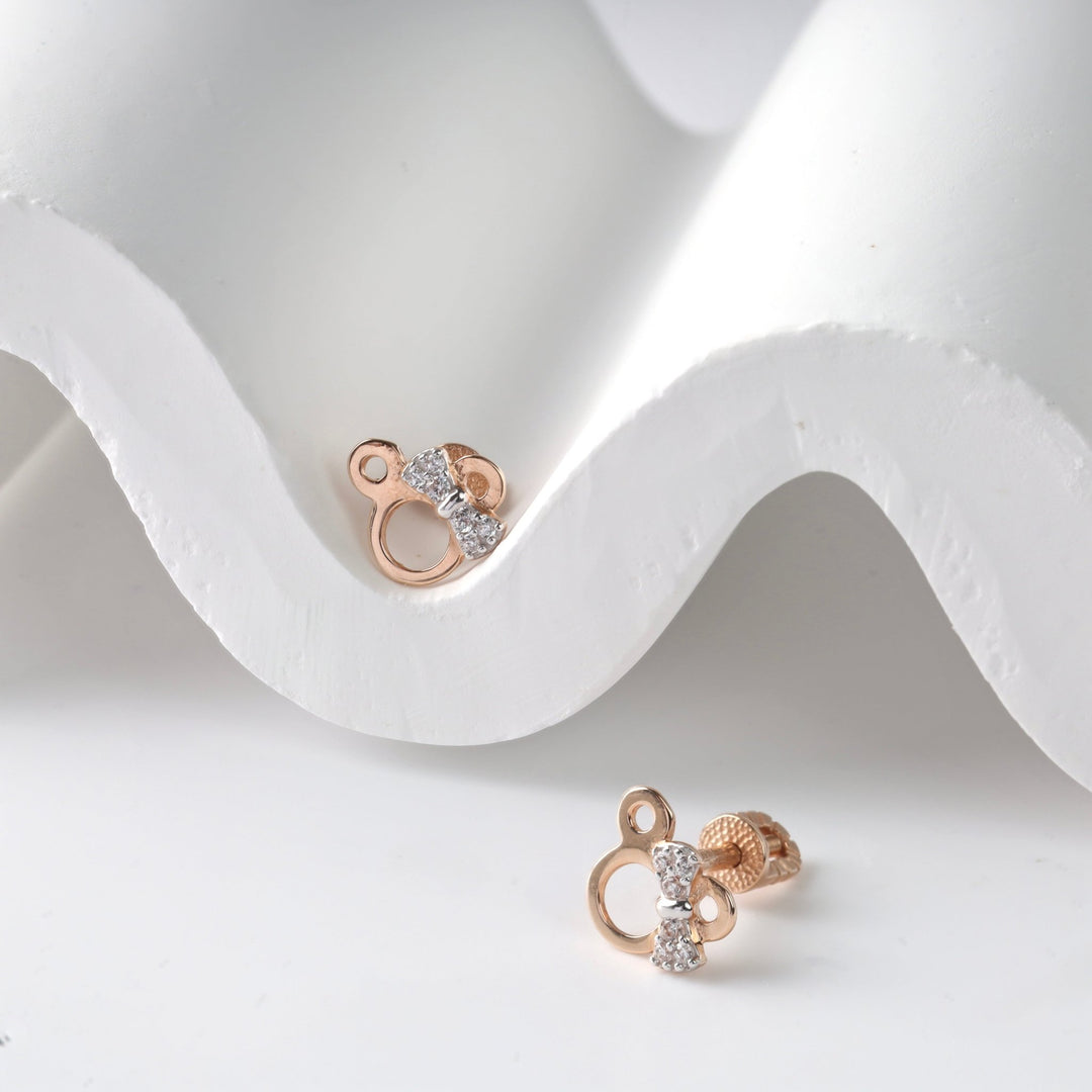 Золоті сережки - пусети Мікі - Ukrainian Jewelry