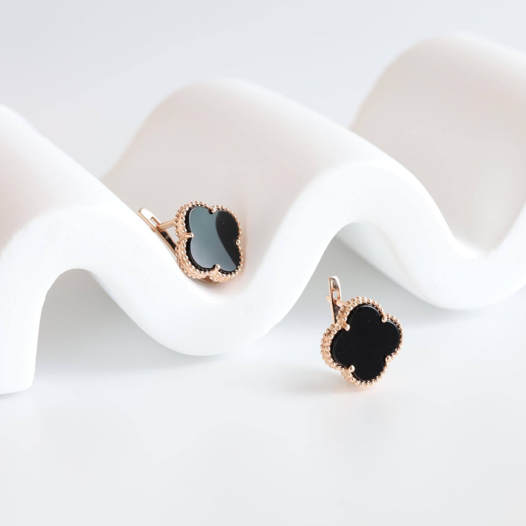 Rose gold 14K Clover Earrings | Ukrainian Jewelry