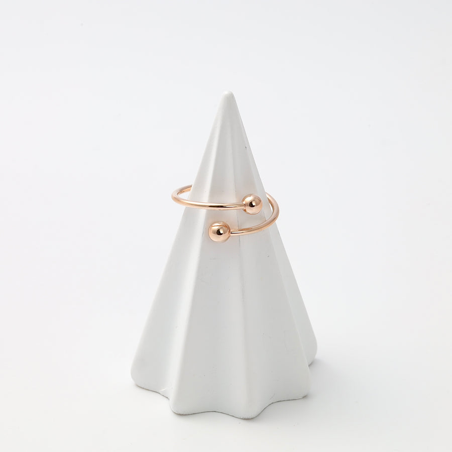 Minimalist 14k gold open ball ring on cone stand, modern stackable Ukrainian Jewelry, dainty gold ring for women.