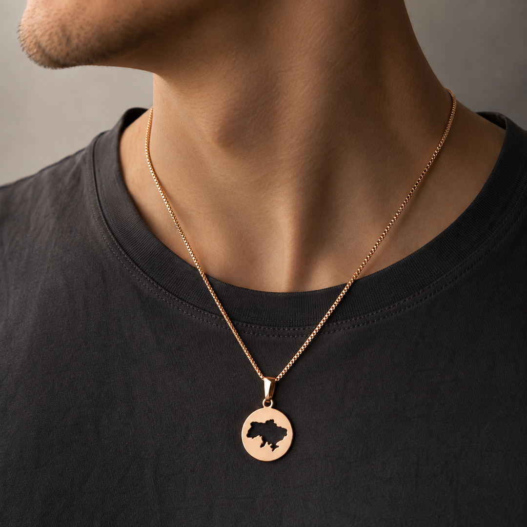 Rose Gold 14K (585) Ukraine Map Pendant | Ukrainian Jewelry