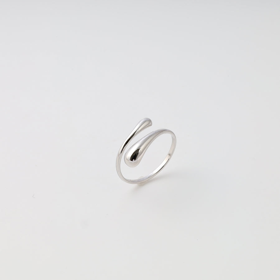 Sterling silver open swirl ring on white background, minimalist adjustable band, Ukrainian Jewelry, modern silver ring gift.