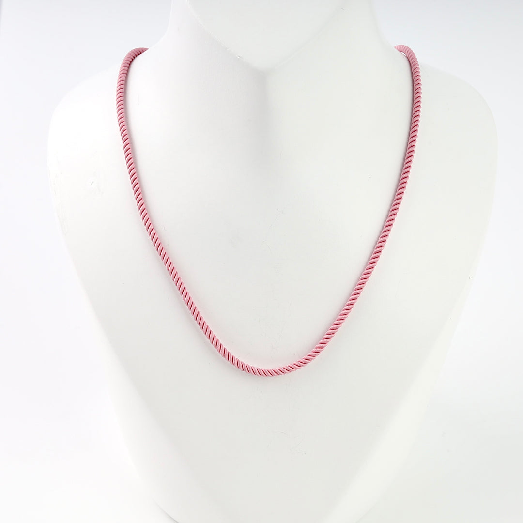 Pink rose gold 14K twisted chain necklace on bust display, minimalist Ukrainian Jewelry, simple silver chain necklace gift.