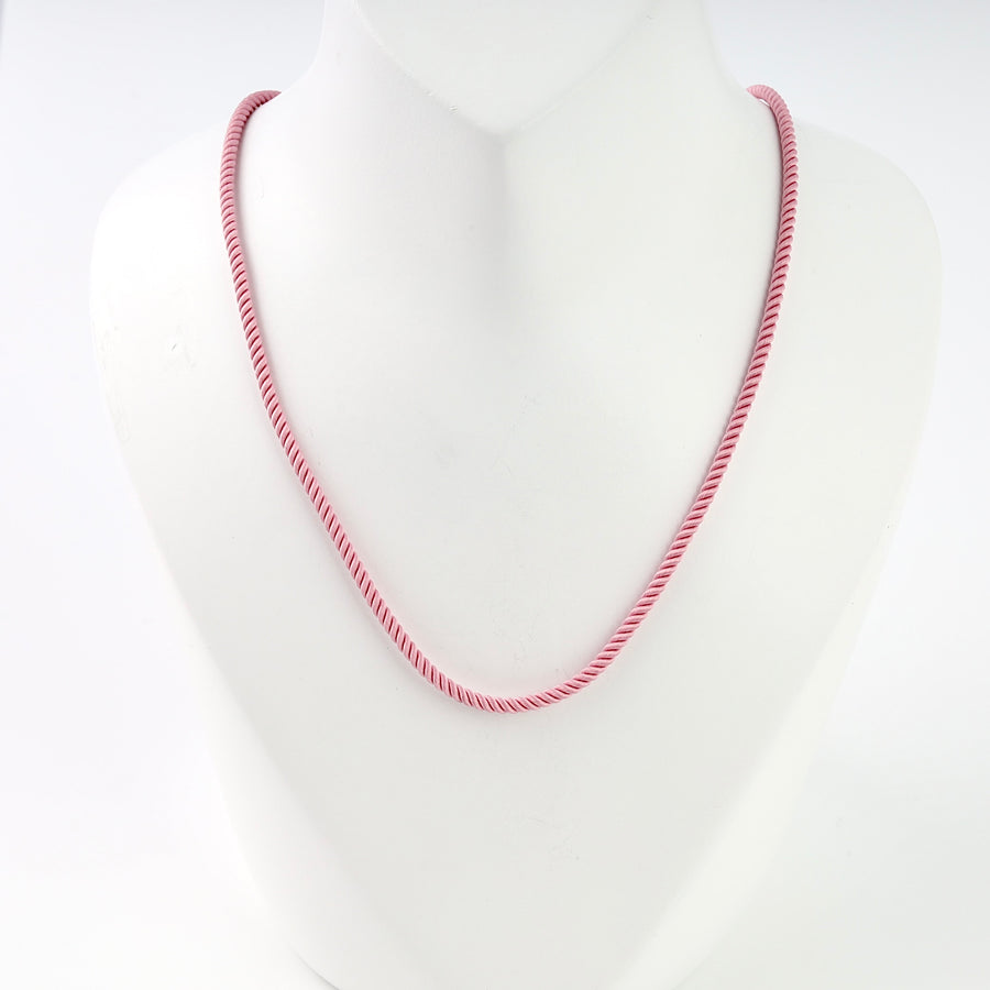Pink rose gold 14K twisted chain necklace on bust display, minimalist Ukrainian Jewelry, simple silver chain necklace gift.