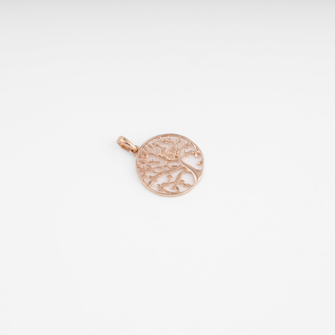 Tree of Life Owl Pendant 14K (585) Rose Gold | Ukrainian Jewelry