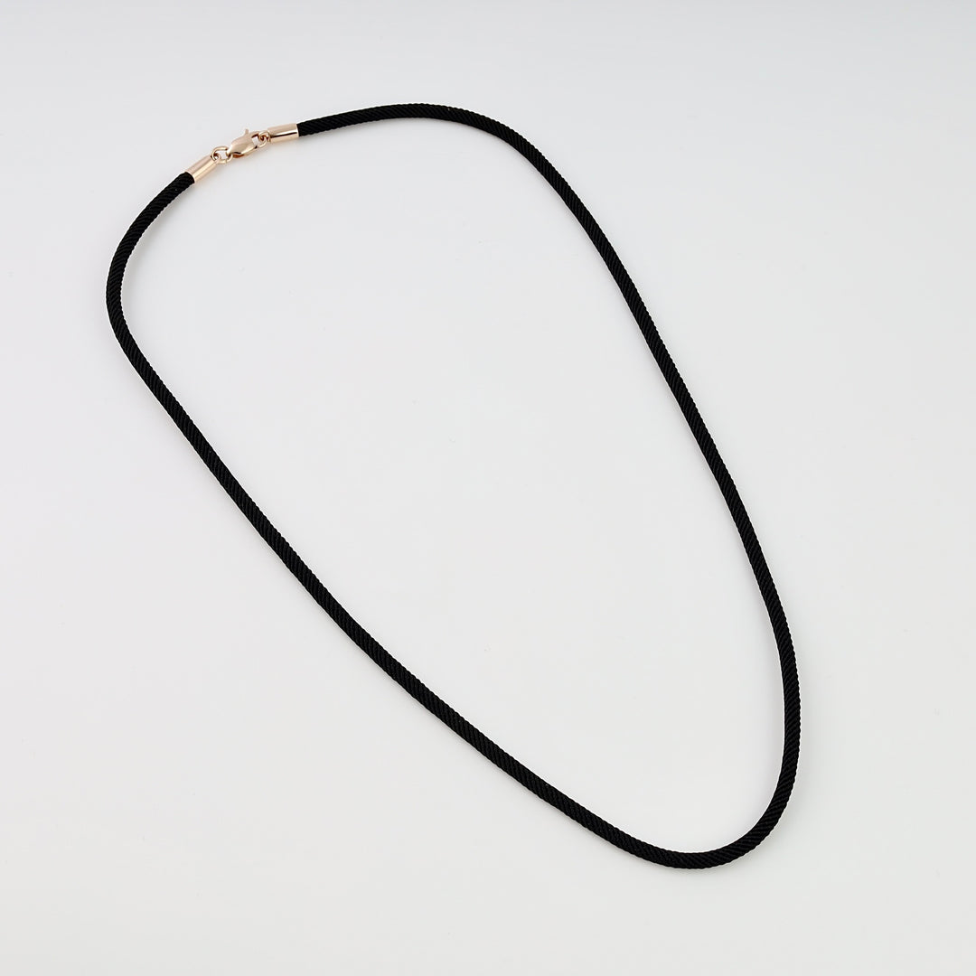 Black cord necklace with 14k gold clasp, minimalist chain for pendants, Ukrainian Jewelry for everyday gold necklace shoppers.