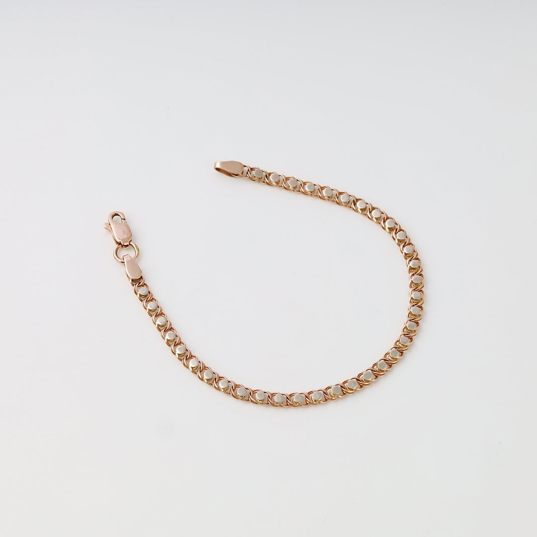 Rose gold chain link 14k gold bracelet with lobster clasp, minimalist Ukrainian Jewelry, delicate gold chain bracelet for women.