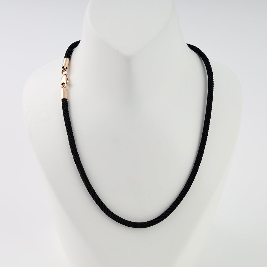 Black cord necklace with 14k gold clasp, minimalist chain for men, modern Ukrainian Jewelry gift.