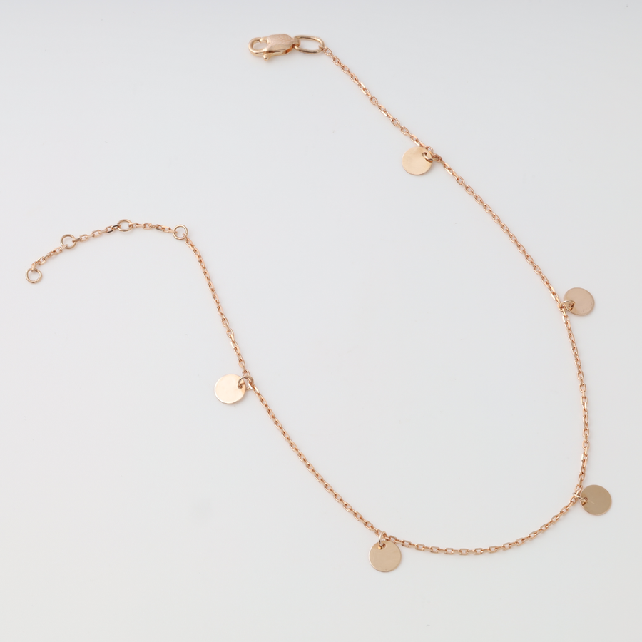Delicate 14k gold chain bracelet with small disc charms, minimalist coin jewelry, Ukrainian Jewelry for everyday wear.