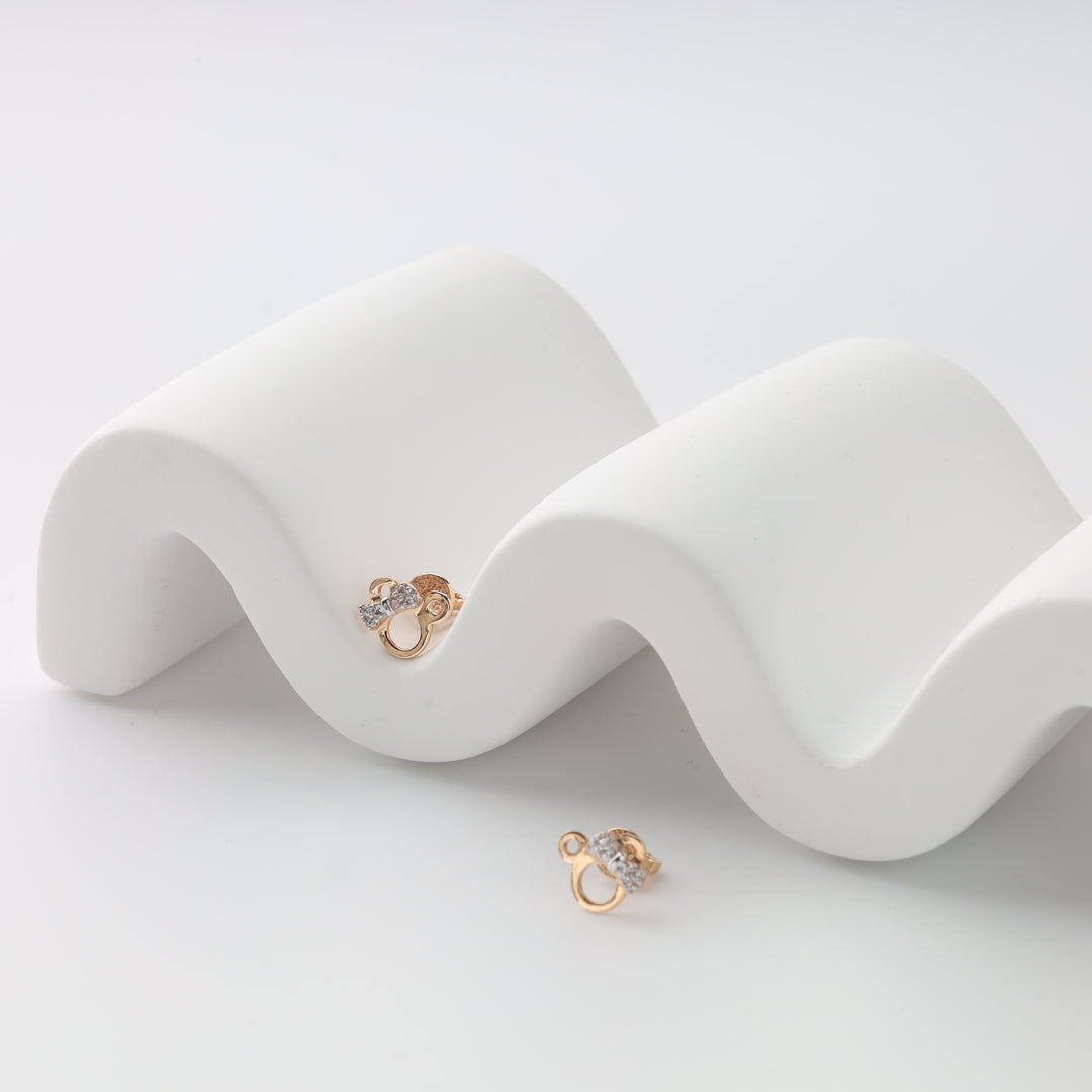 Kids Screw-back Earrings Mickey | Rose gold 585 | Ukrainian Jewelry