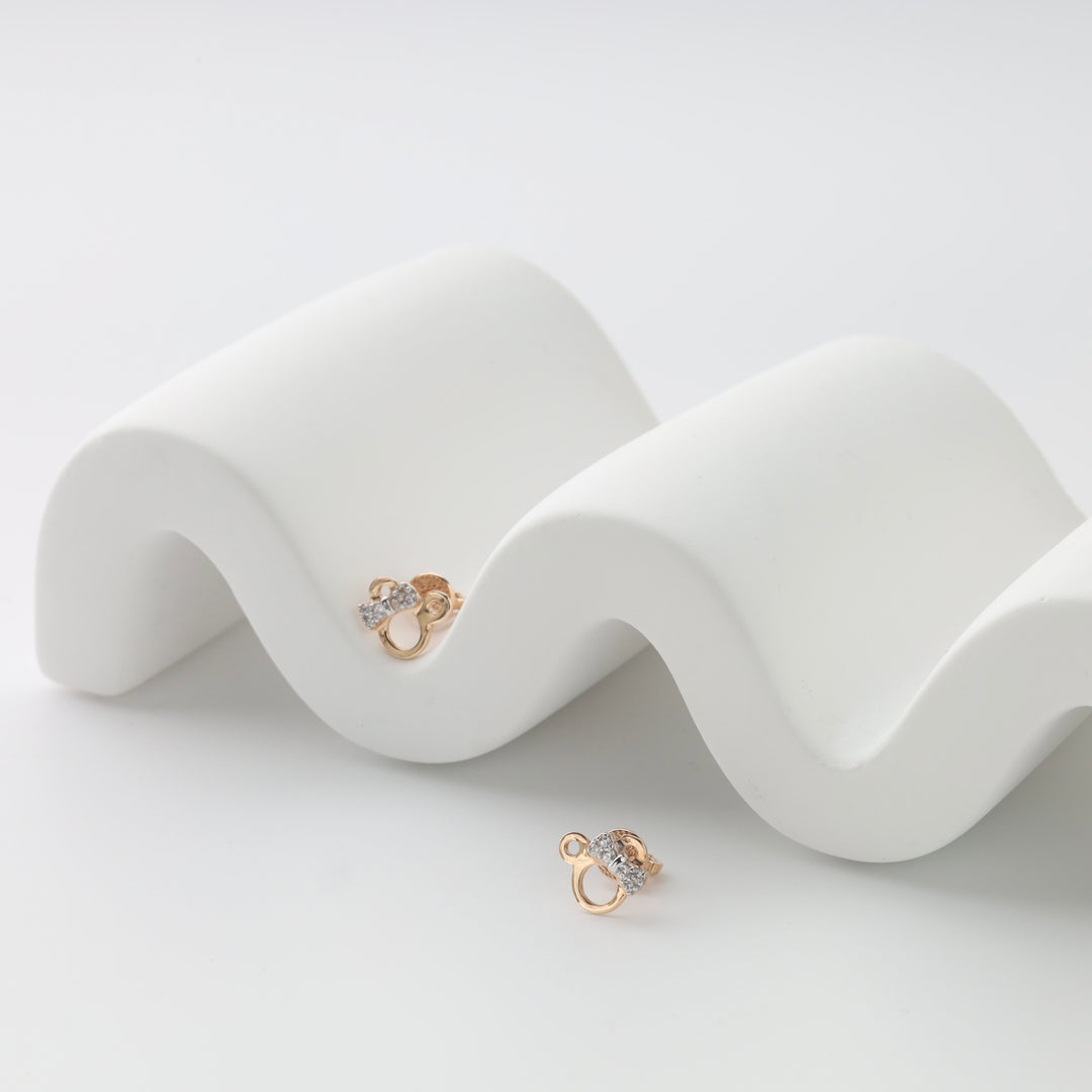 Kids Screw-back Earrings Mickey | Rose gold 585 | Ukrainian Jewelry