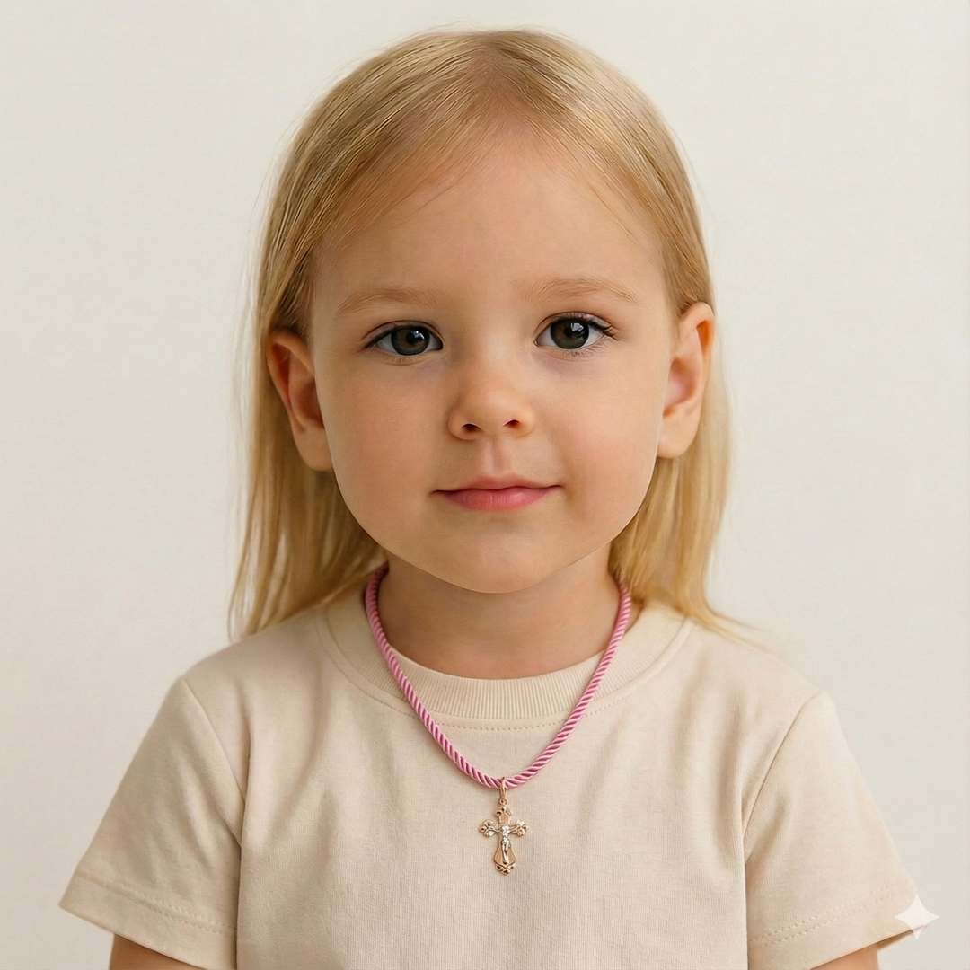 Pink Rope Cord Necklace with 14 K Rose Gold (585) End Caps | Ukrainian Jewelry