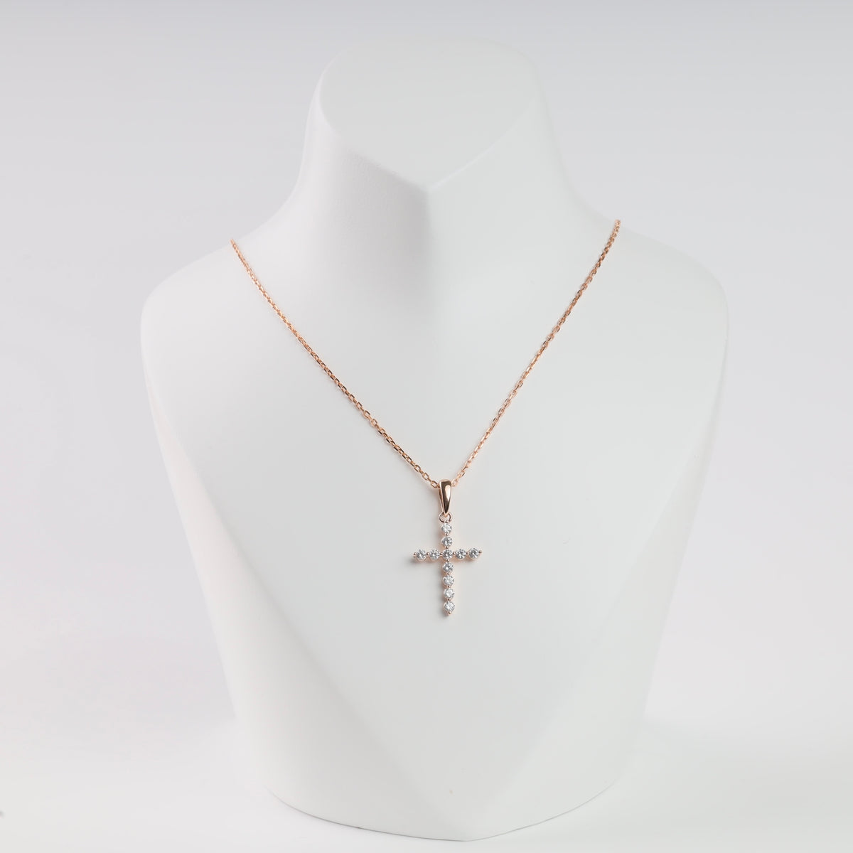 Cross "Crystal Touch" | 14K Rose Gold 585 - Ukrainian Jewelry