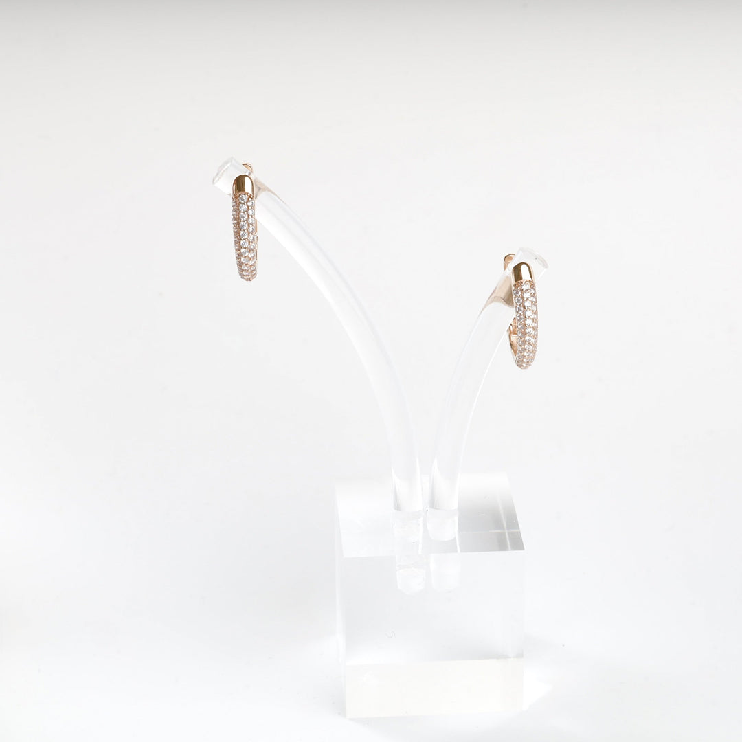 Rose Gold 14K (585) Double-Row Cubic Zirconia Earrings | Ukrainian Jewelry
