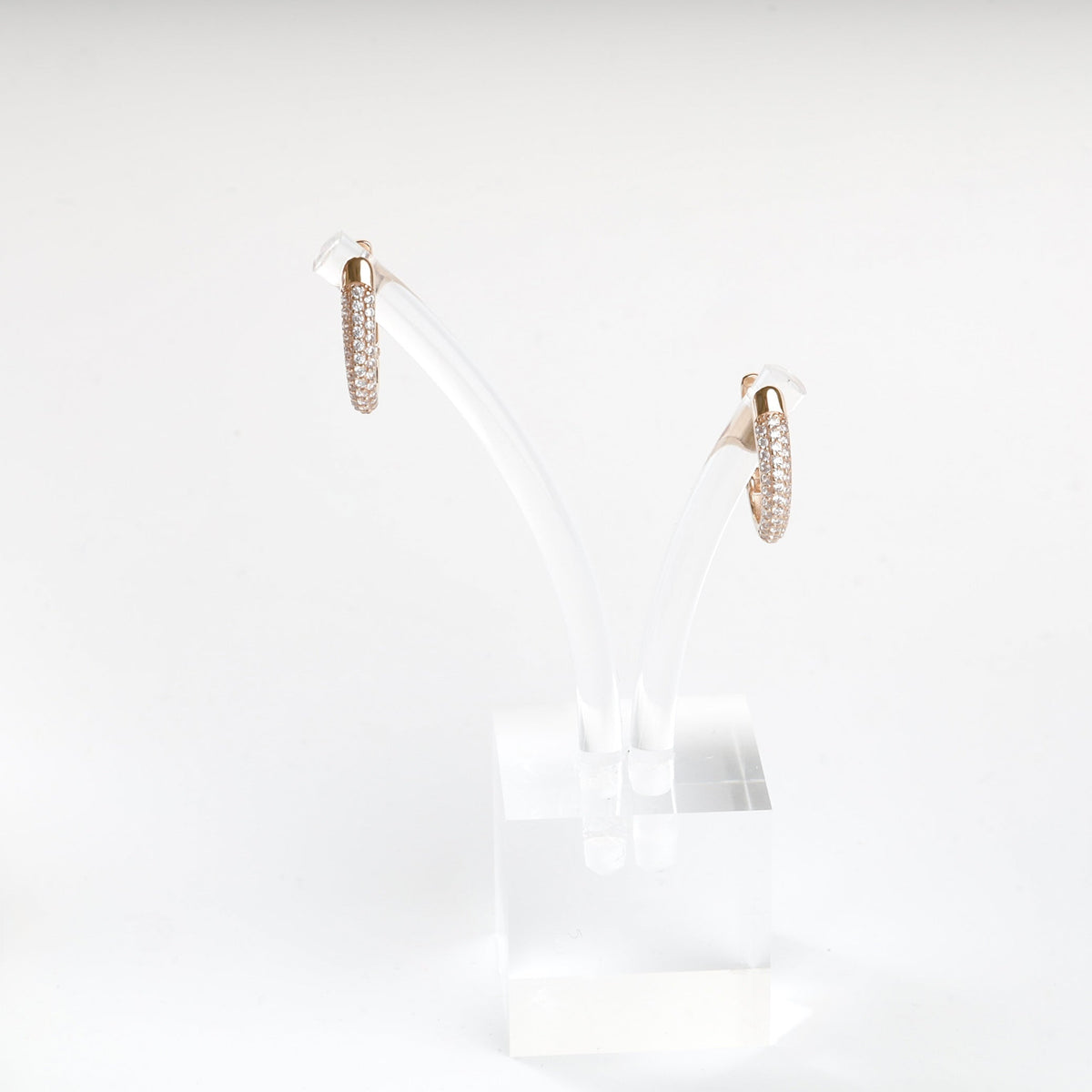 Rose Gold 14K (585) Double-Row Cubic Zirconia Earrings | Ukrainian Jewelry