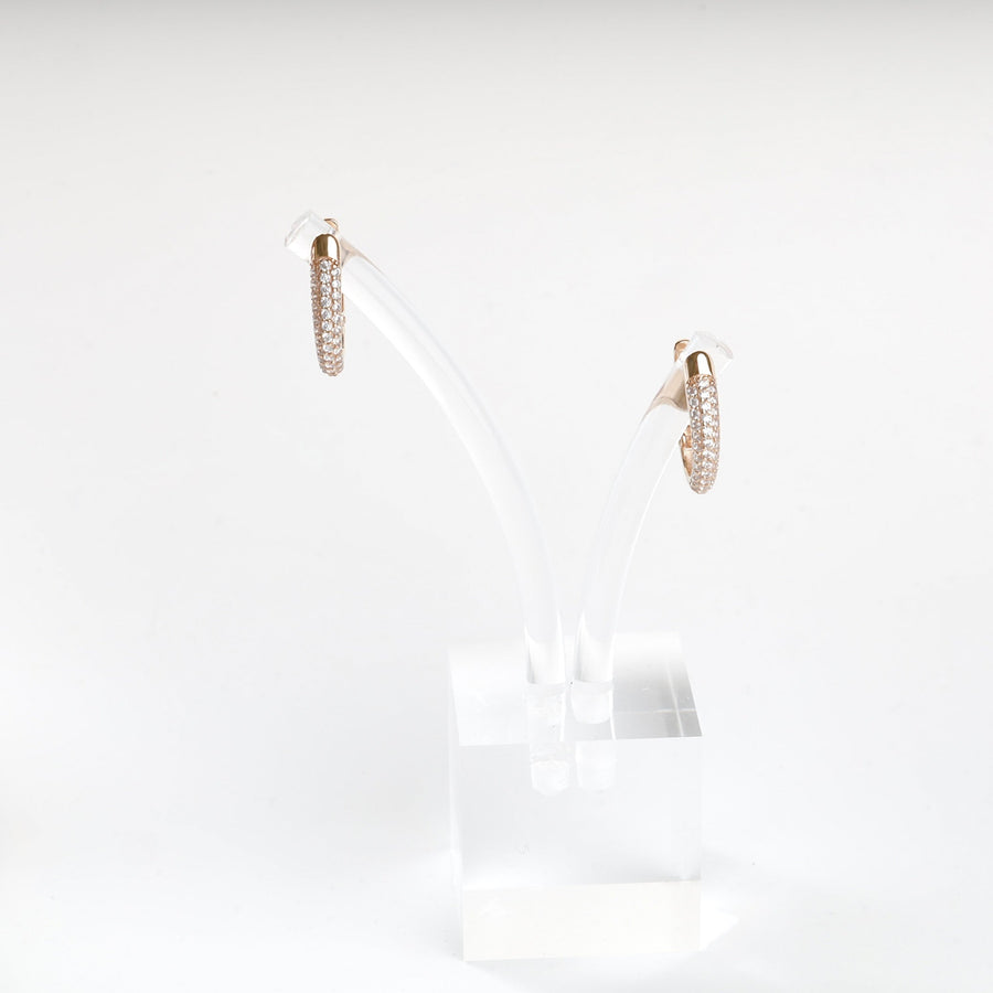 Rose Gold 14K (585) Double-Row Cubic Zirconia Earrings | Ukrainian Jewelry