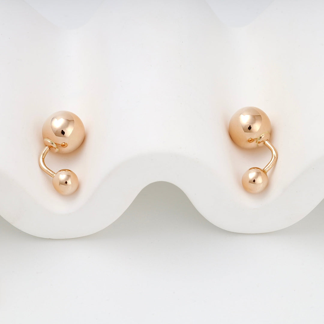 Rose Gold 14K (585) Double Ball Stud Earrings | Ukrainian Jewelry