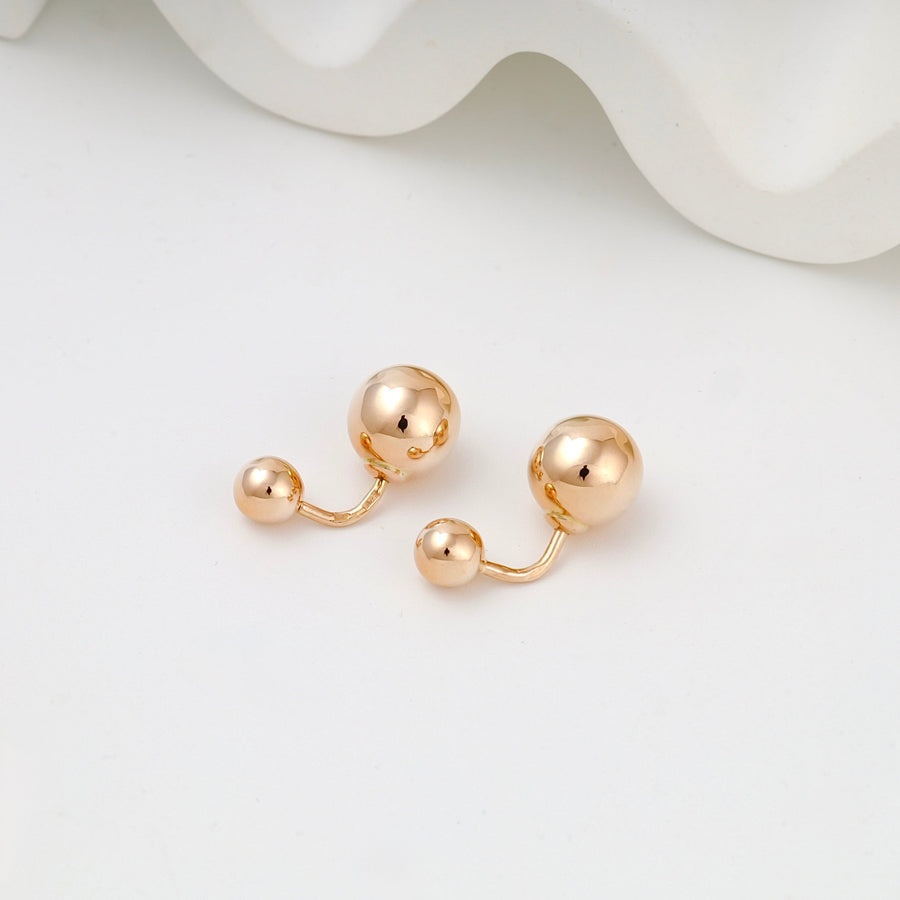 Rose Gold 14K (585) Double Ball Stud Earrings | Ukrainian Jewelry