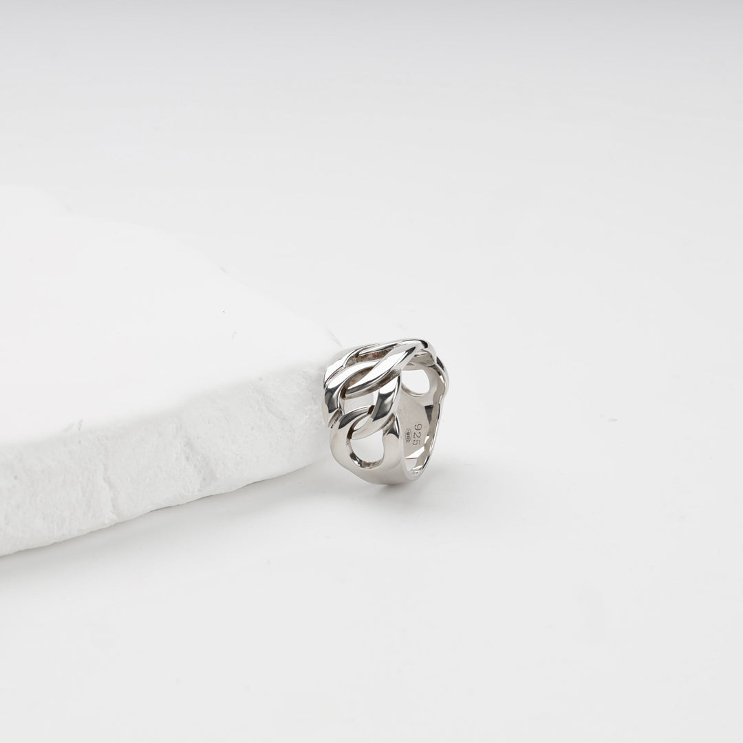 Silver 925 Polished Curb-Link Ring | Ukrainian Jewelry