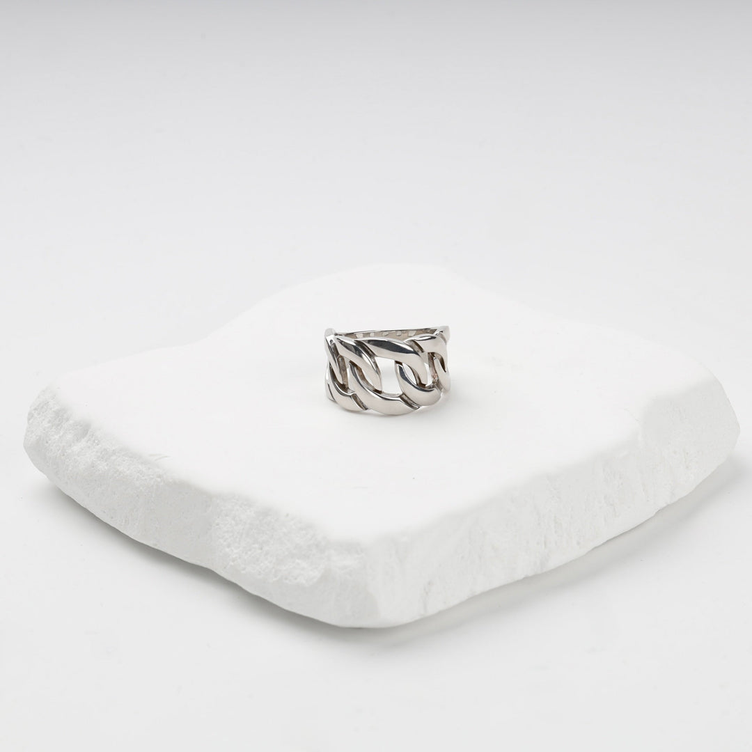 Silver 925 Polished Curb-Link Ring | Ukrainian Jewelry